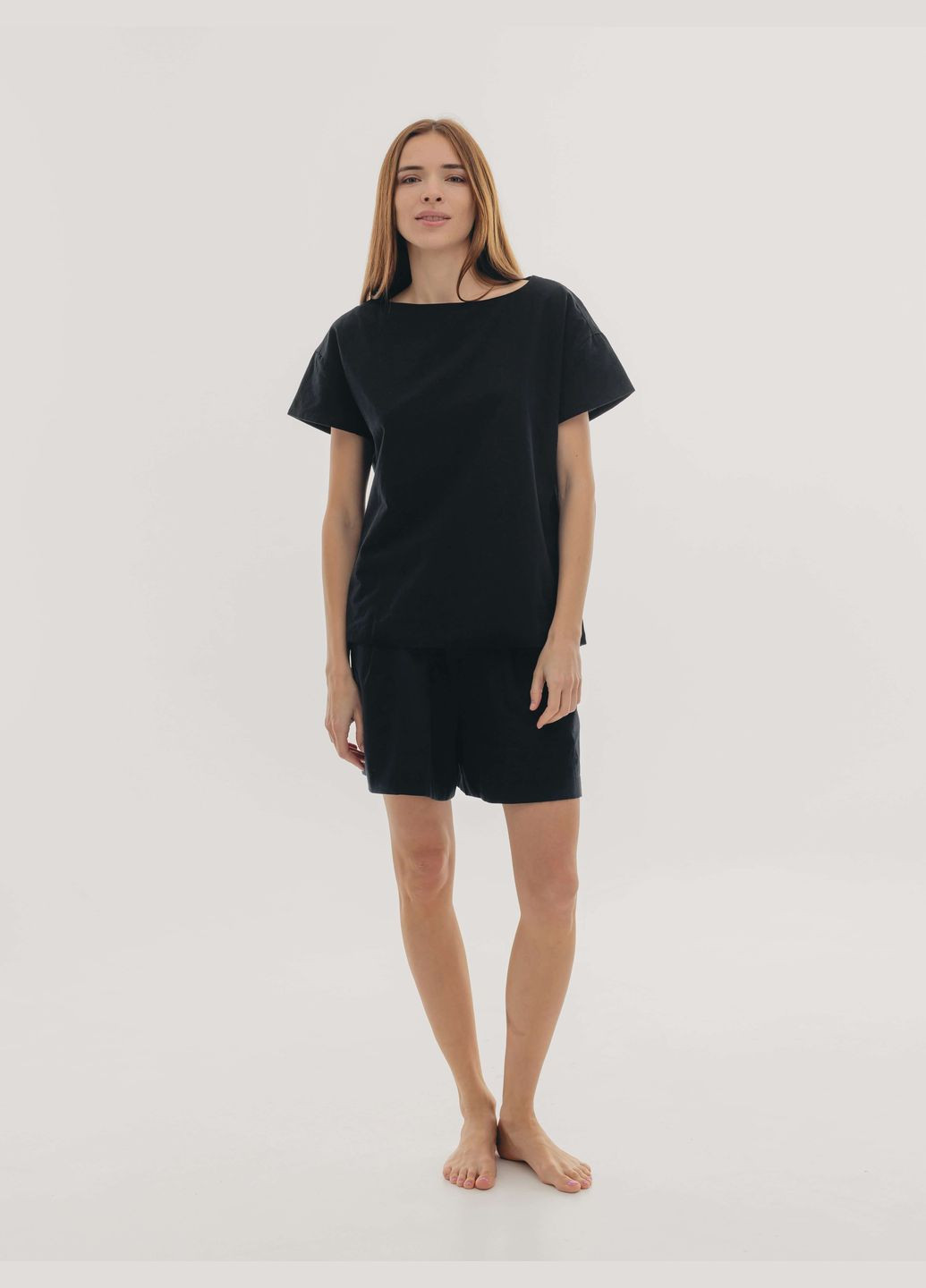 Чорна піжама жіноча з шортами black xl Leglo