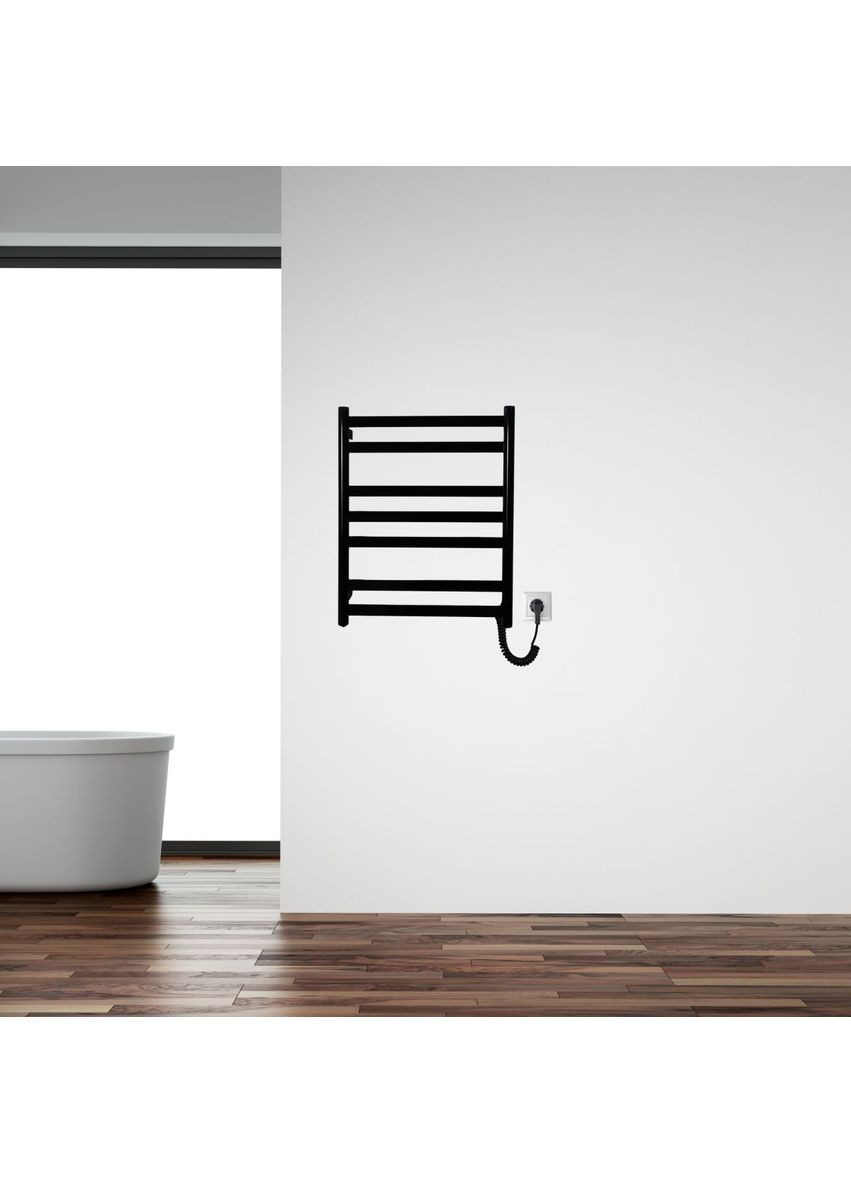 Рушникосушарка електрична з кнопкою Чорний глянець 590*490 Carino MIA (367604554)