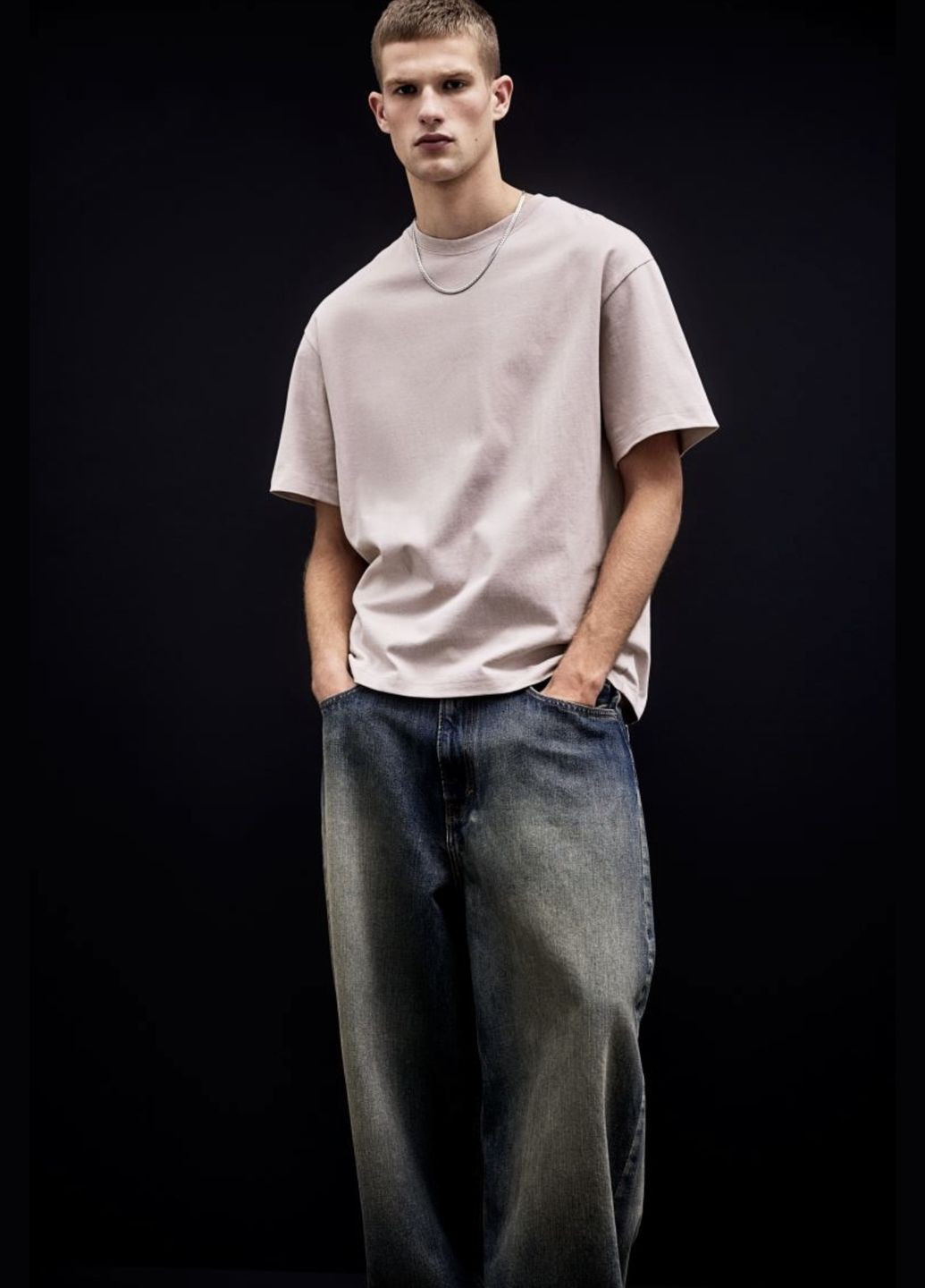 Розовая футболка свободного кроя H&M loose fit