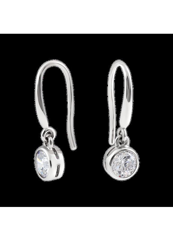 Серебряные серьги протяжки Чувственность с крупными белыми фианитами No Brand (333705301)