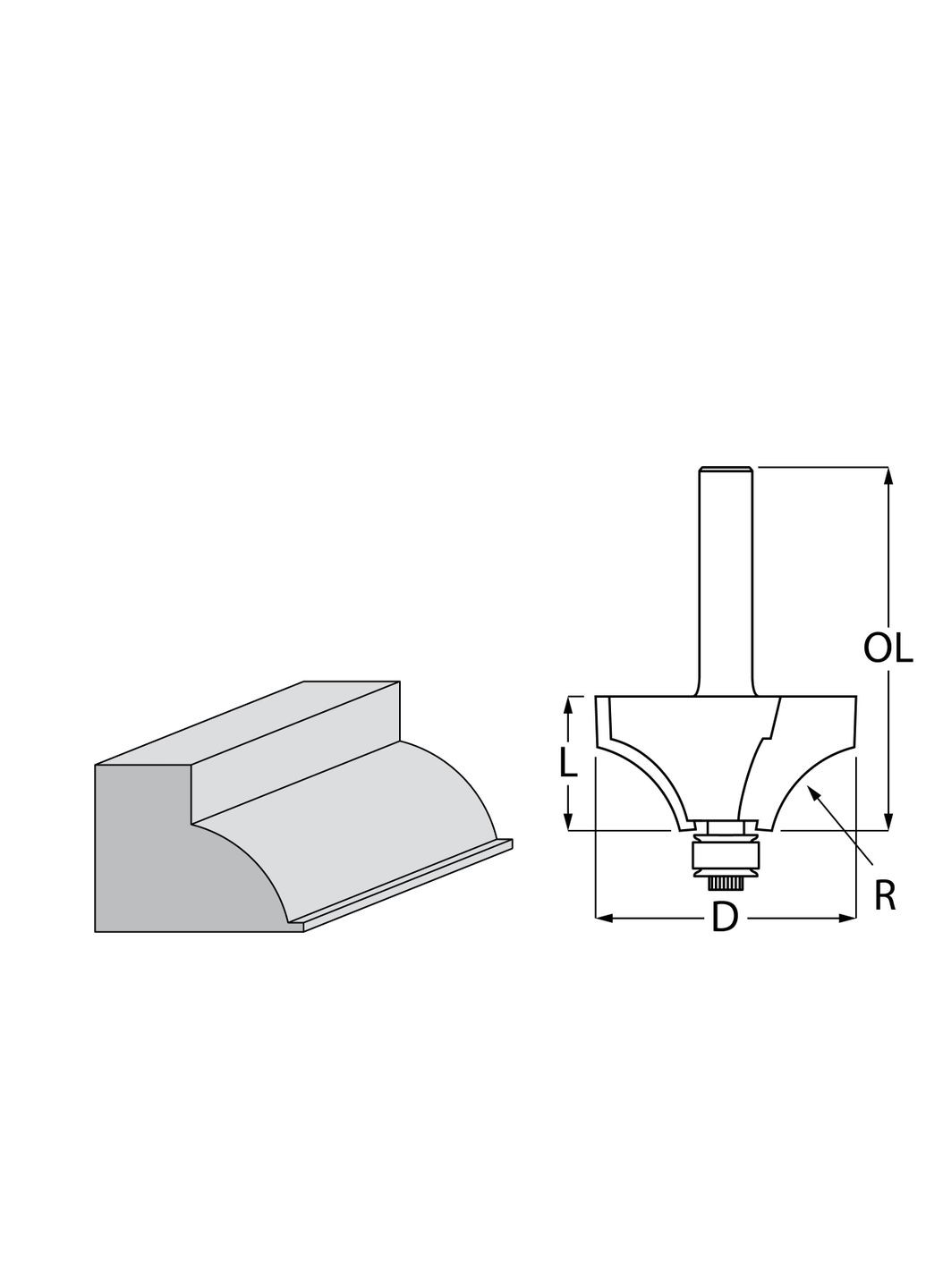 Фігурна фреза D48561 (50.8х25.4х74.5 мм) з підшипником (7822) Makita (290253417)