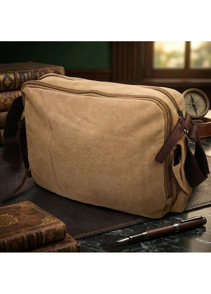 Функціональна чоловіча сумка месенджер із щільного текстилю Vintage Пісочний Верховинка 22206 (398257790)