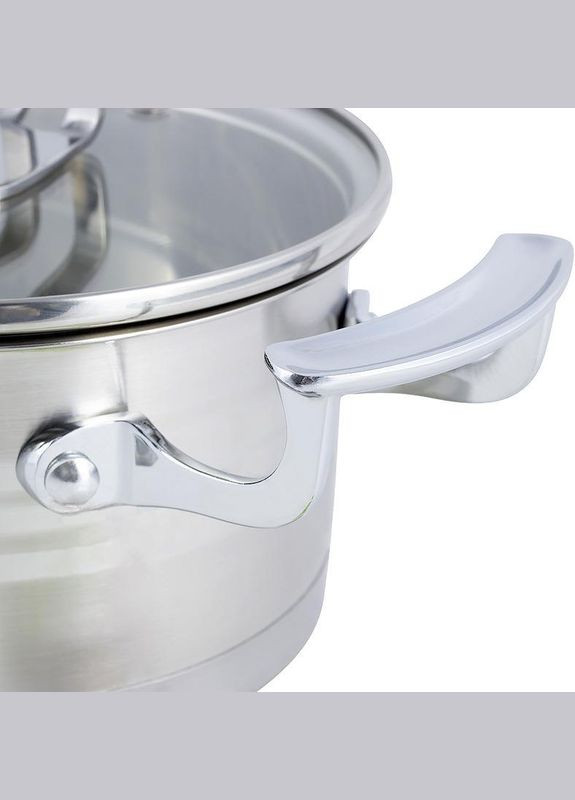 Набір 3 каструлі Casserote 1.7л, 2.4л, 3.1л з нержавіючої сталі зі скляними кришками Kamille (339779100)