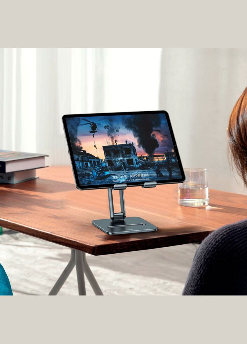Держатель для мобильного Desktop Biaxial Foldable Metal Stand (for Tablets) Grey Baseus (314977017)