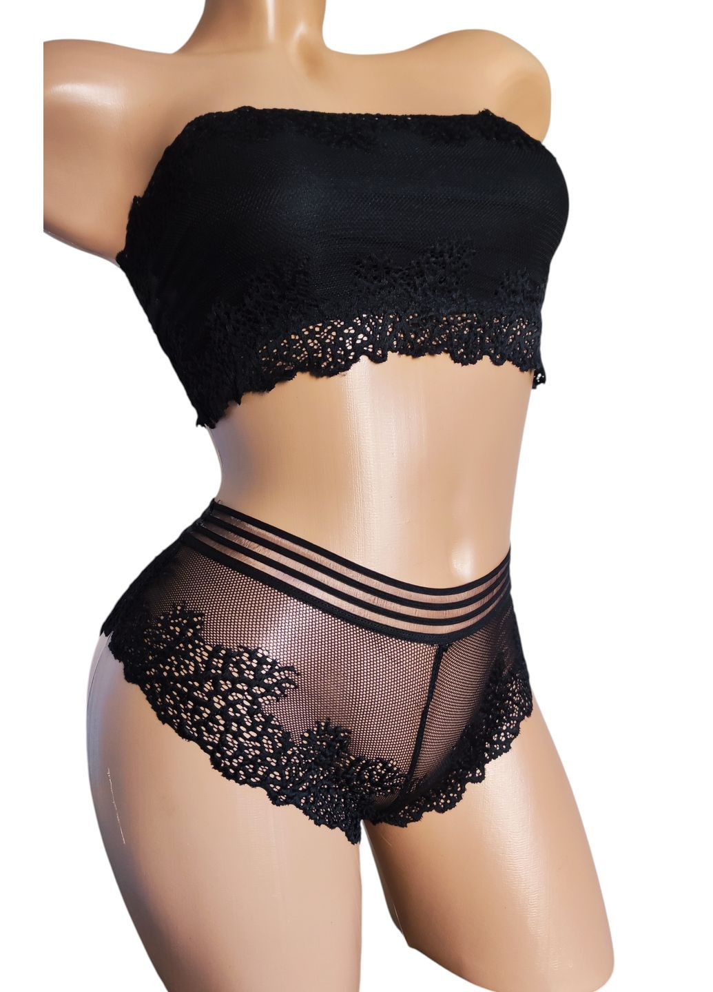 Чорний демісезонний комплект (топ, трусики) No Brand