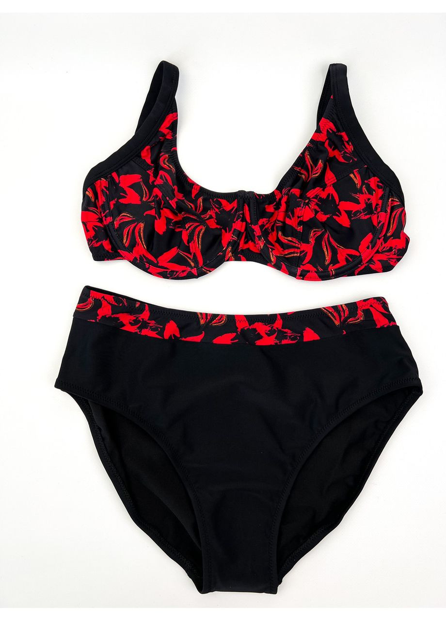 Чорний літній купальник жіночий роздільний чорний з кісточкою без поролону China