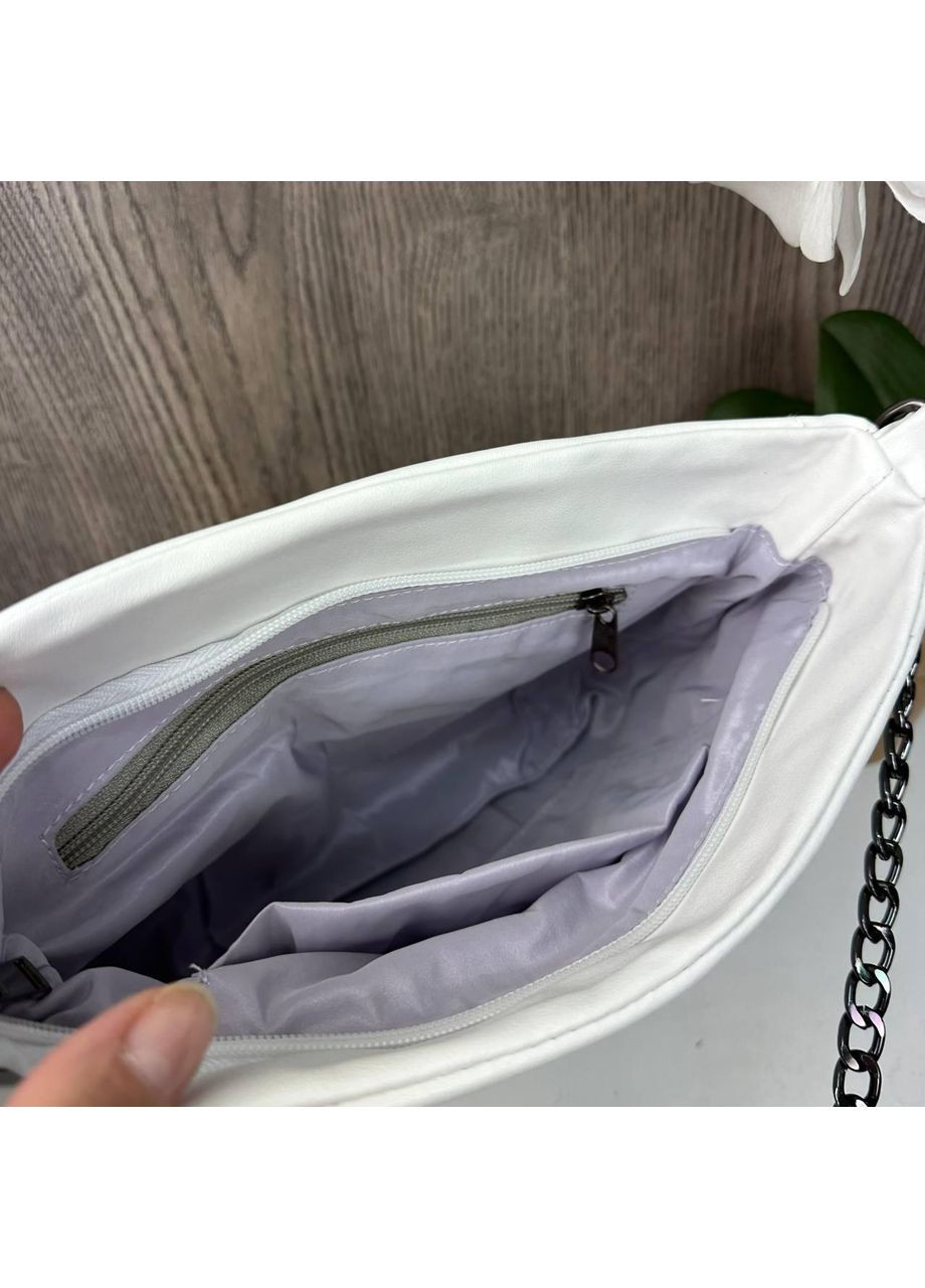 Жіноча сумка клатч з екошкіри біла м'яка з магнітною застібкою ProDobro (363259490)