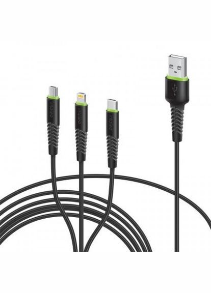 Дата кабель USB 2.0 AM to Lightning + Micro 5P + TypeC 1.4m CBFLEXU1 bl (1283126487521) Intaleo usb 2.0 am to lightning + micro 5p + type-c 1.4m c (268139896)