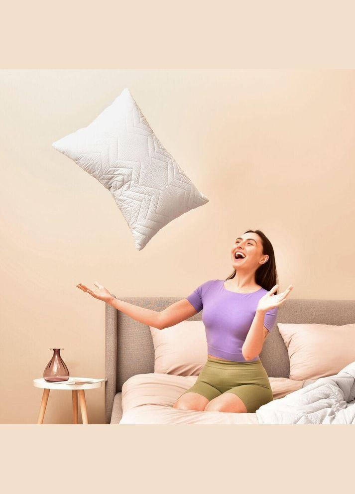 Подушка 50х70 см NORDIC COMFORT+ антиллергенна холлофайбер сіра стьобана з блискавкою IDEIA (342128710)