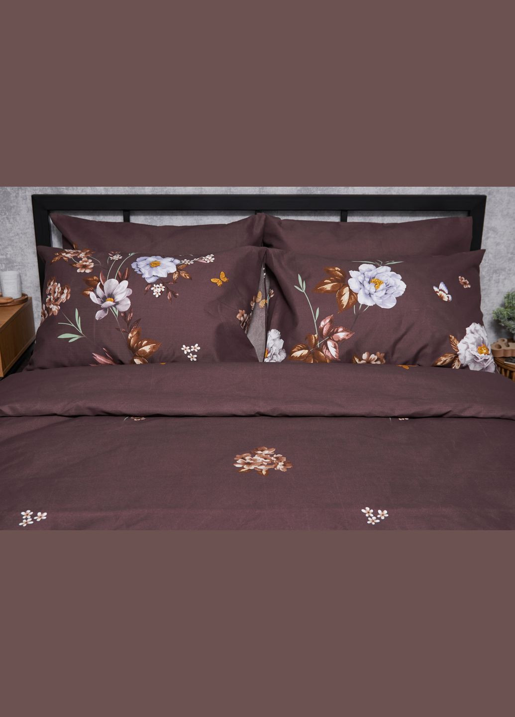 Комплект постельного белья Микросатин Premium «» двуспальный 175х210 наволочки 2х40х60 (MS-820005010) Moon&Star floral mocha (293147897)