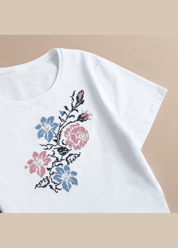 Жіноча футболка з вишивкою Лілея біла Ladan — 303727211