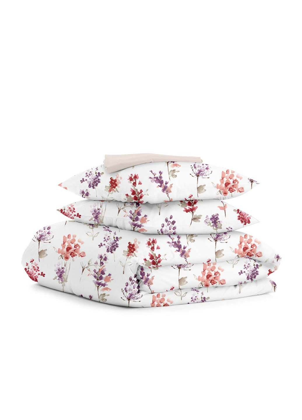 Євро постіль з простирадлом на гумці Watercolor Flowers CS1 200х220 см Cosas (307475274)