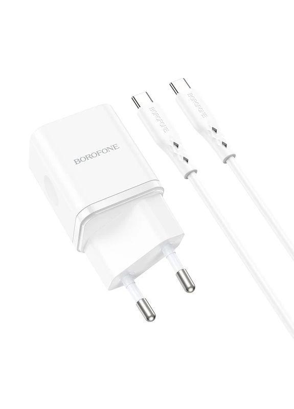 МЗП BN7 PD20W+QC3.0 (1USB-A/1C) + кабель Type-C to Type-C White Borofone (382609679)