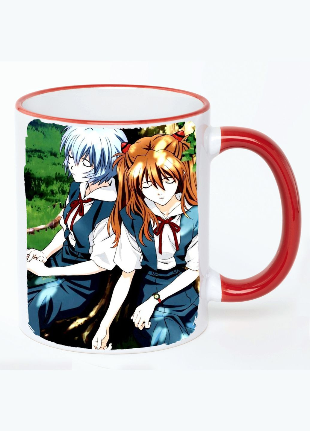 Чашка Євангіліон Аніме #001 (кухоль, кухоль) Біла з Червоною ручкою 330 мл No Brand (322713071)