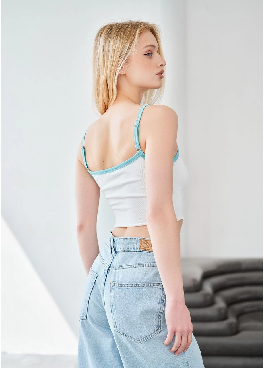 Майка Жіноча Стаф Біла Однотонна Базова Wa White & Turquoise Seli Staff — 395647561