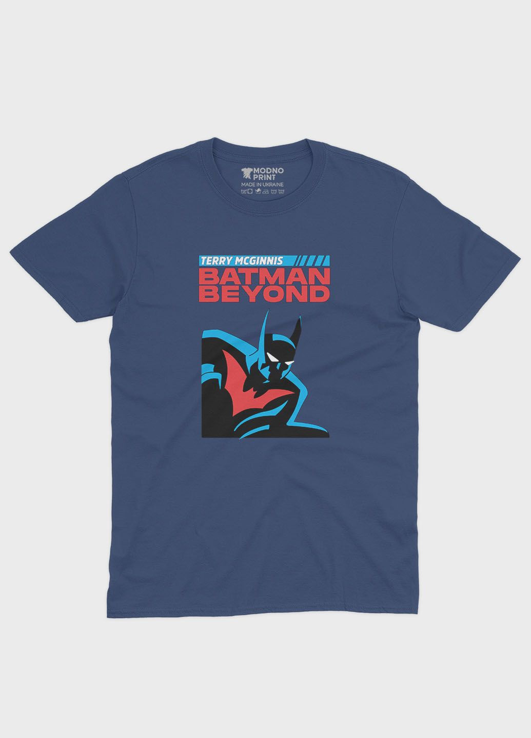 Темно-синя демісезонна футболка для хлопчика з принтом супергероя - бетмен (ts001-1-nav-006-003-017-b) Modno