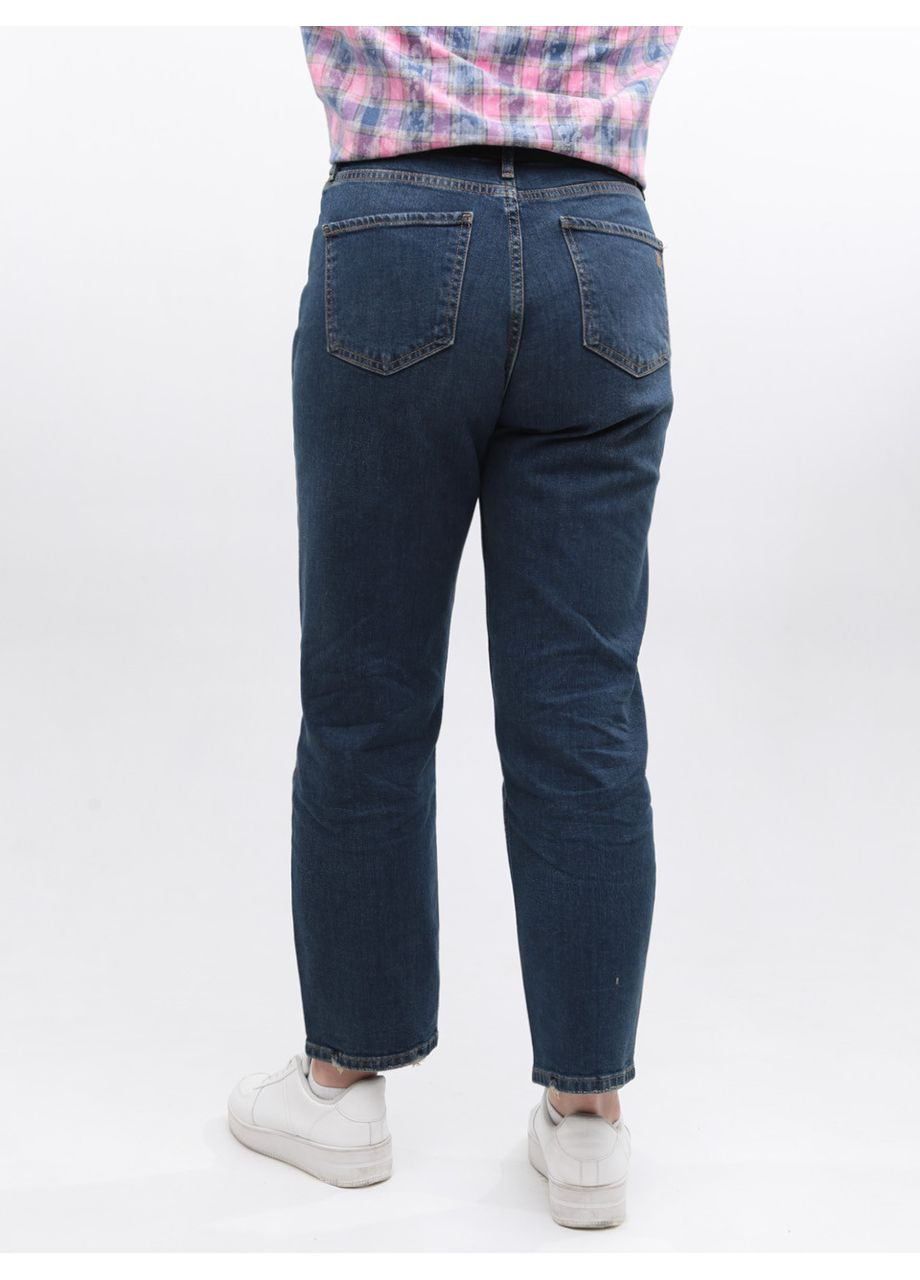 Джинси жіночі МОМ прямі темно-сині у великих розмірах Мom regular Cracpot - (369668956)