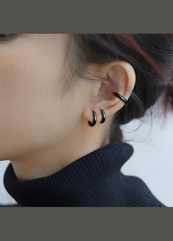 Серьга-кольцо 10мм черная No Brand (328088444)