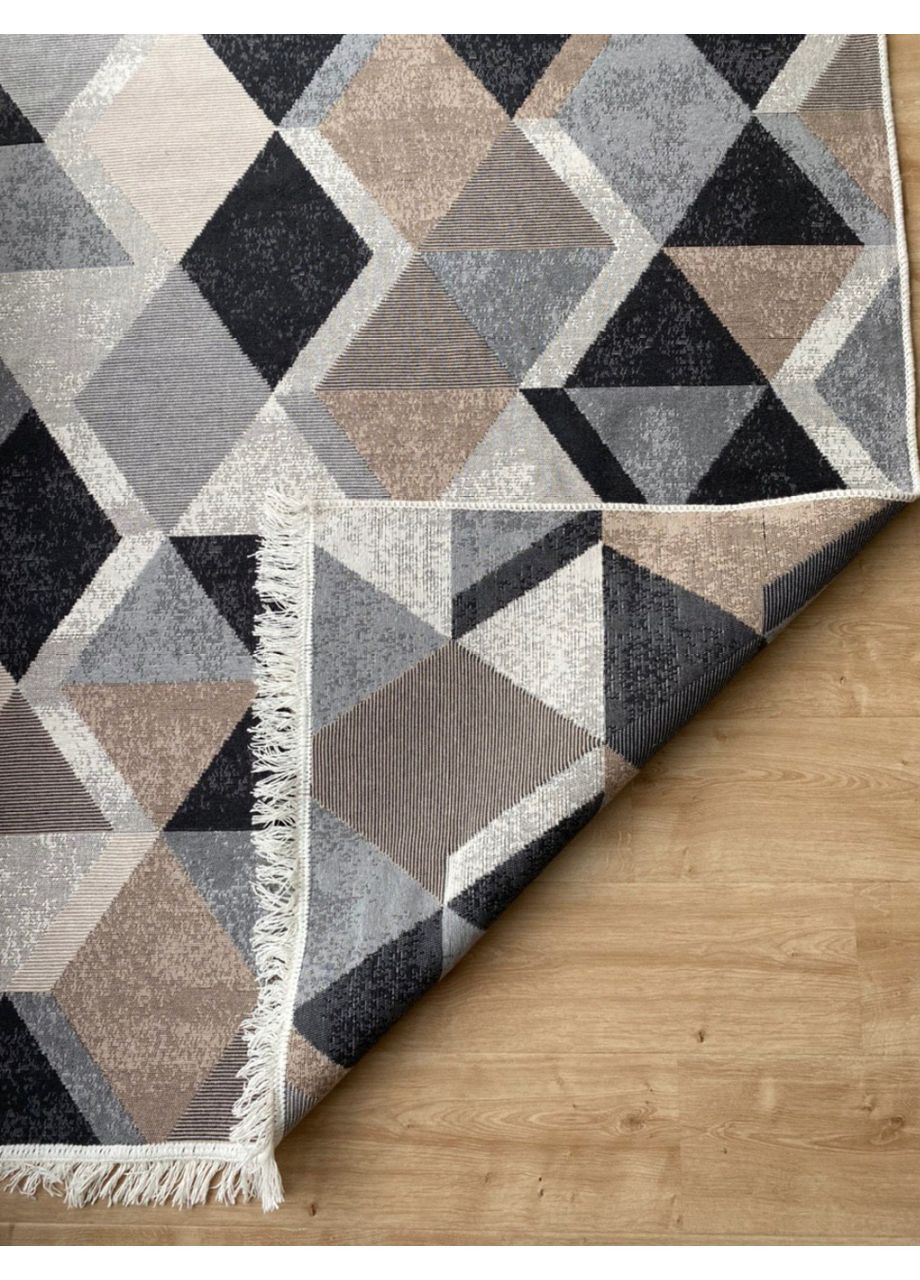 Плетений бавовняний килим Arty 10 160Х230 см. Бкжевий та сірий No Brand (366293901)