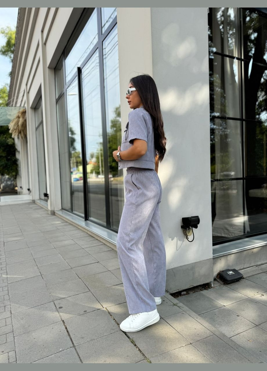 Ніжний прогулянковий костюм з мікро-вельвету сірого кольору 28720 Fashion (300514994)