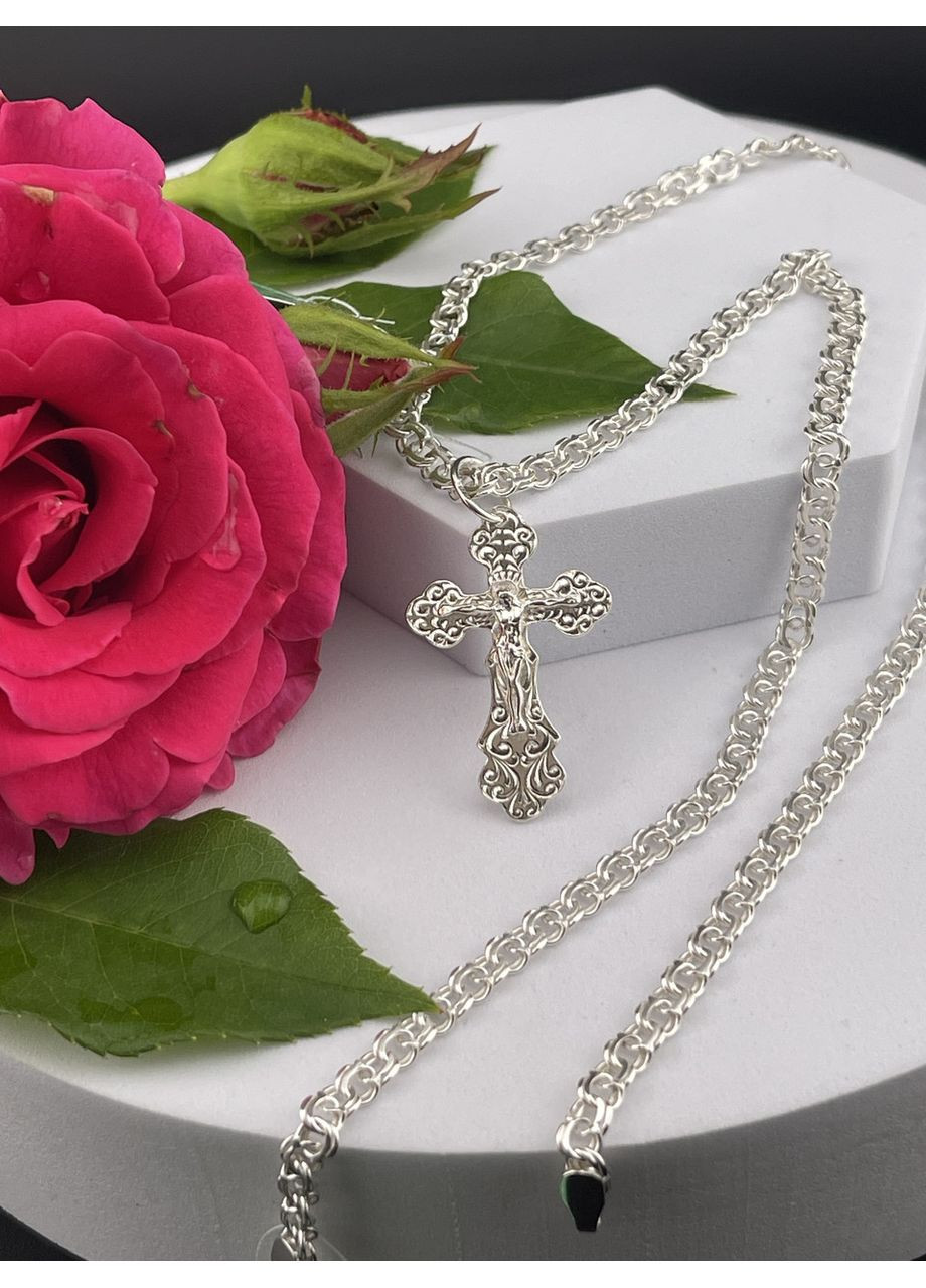 Релігійний срібний набір жіночий "Хрестик з ланцюжком" No Brand (323017161)