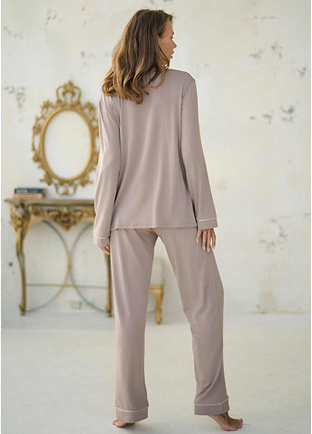 Кавова 3175 solomia штани жіночі домашні Komilfo