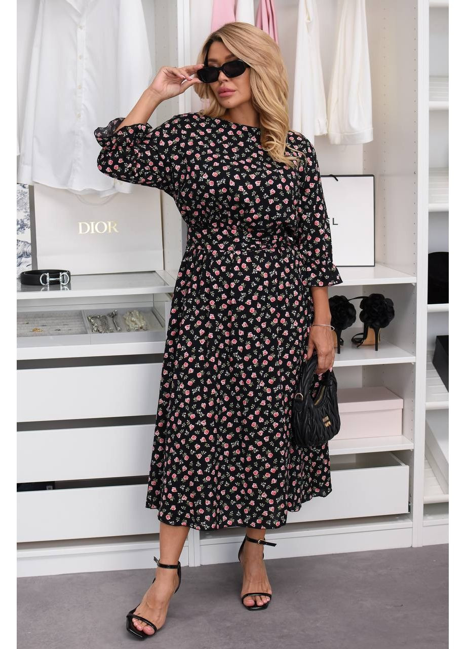 Чорна повсякденний, кежуал жіноча сукня міді а-силует Style Point однотонна