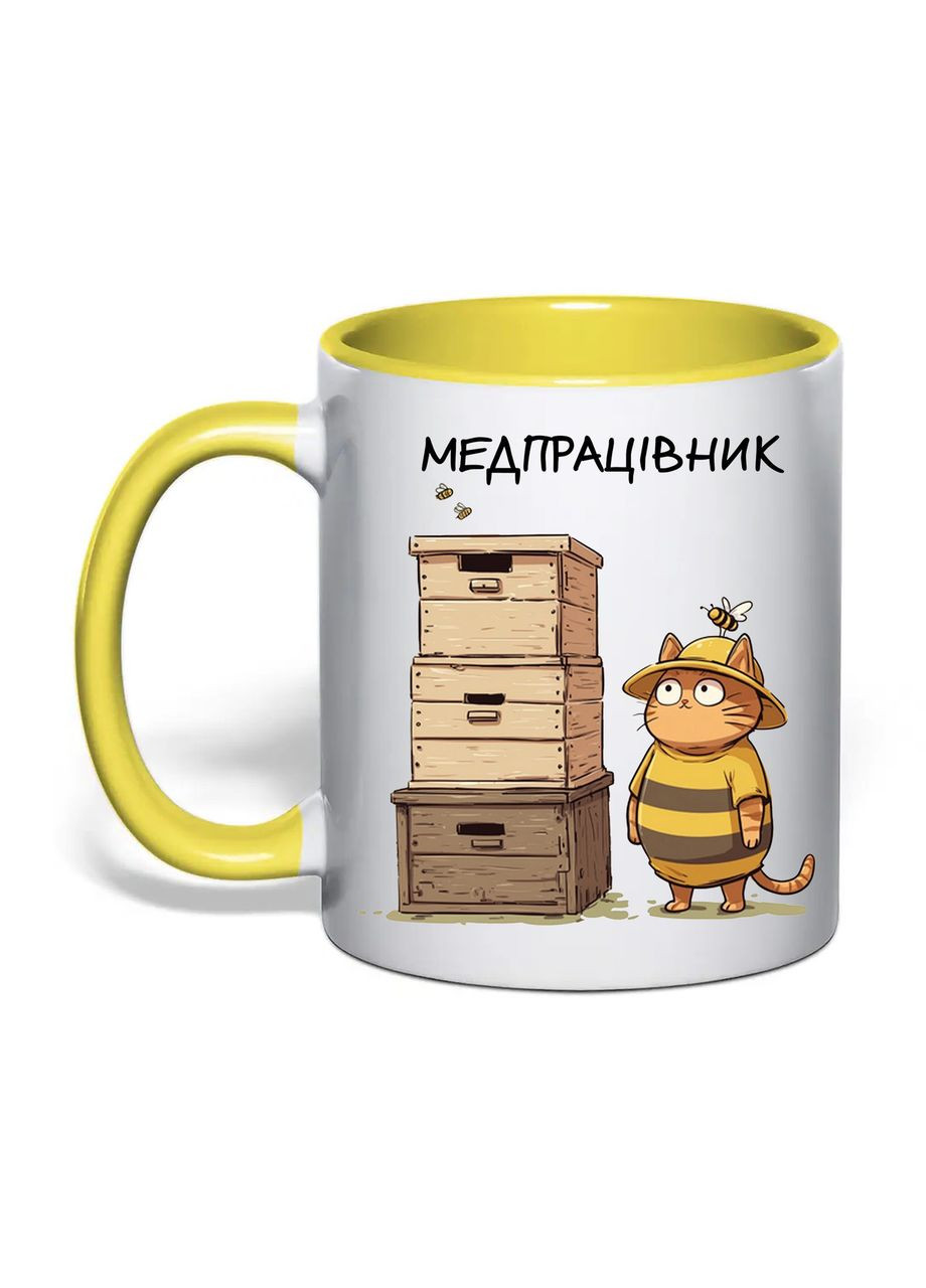 Чашка с печатью "Медработник" 330 мл (цвет жёлтый) (32788) No Brand (365814476)