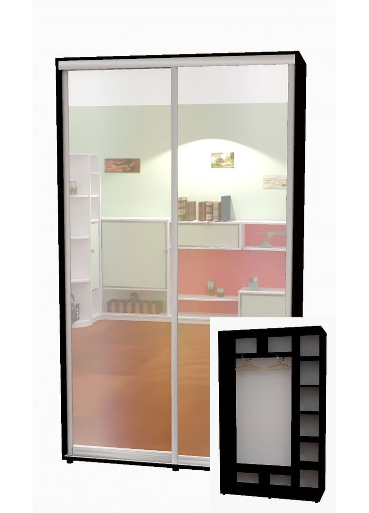 Шкаф-купе двухдверный 160*45*240 см Венге магия 2 двери Зеркало Алекса (356775087)