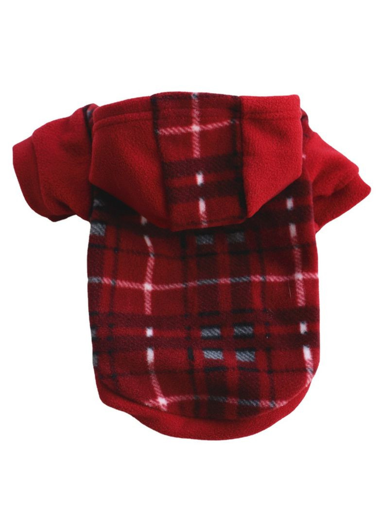 Тепле худі для котів з капюшоном Pet Style "Клітинка" Червона M No Brand - (323237662)