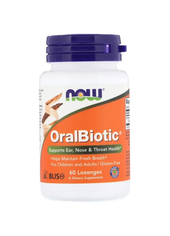 Пробиотики, OralBiotic,, 1 млрд КОЭ, 60 леденцов (500 млрд КОЭ в леденце) Now Foods (362369180)