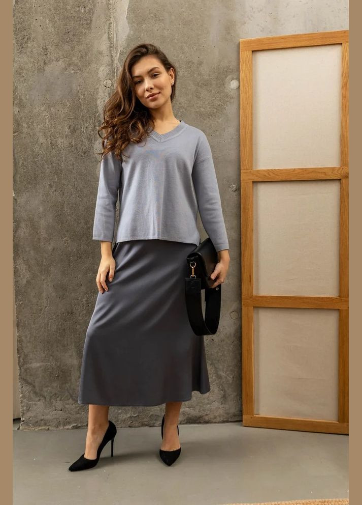 Графитовая кэжуал однотонная юбка Seventeen годе