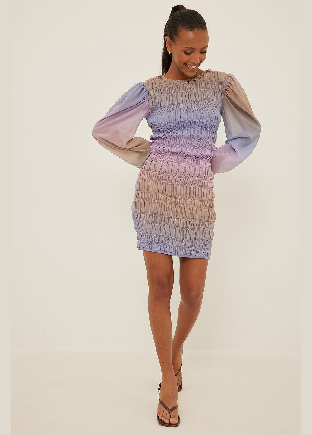 Бузкова сукня демісезон,бузковий-зелений, NA-KD