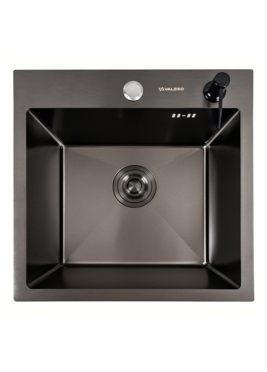 Кухонна мийка 45*45 Handmade PVD чорна (сифон крулий 3,0/0,8) Valeso (336932304)