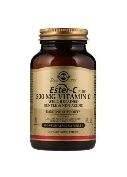 Вітамін С естер плюс (Ester-C Plus Vitamin C),, 500 мг, 100 капсул Solgar (329199427)