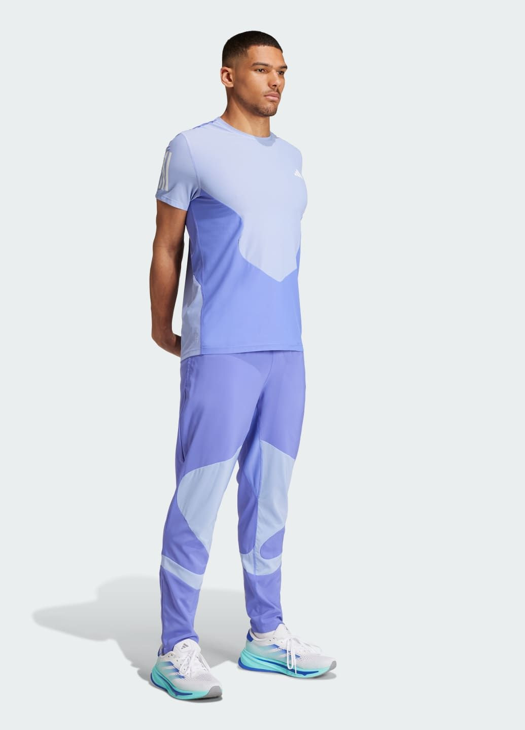 Синя футболка для бігу own the run colorblock aeroready adidas