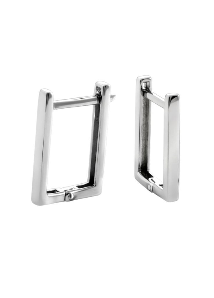 Серебряные серьги Квадрат без камней серебро 925 пробы Родированное вс234р 1.89г Nobrand (370438594)
