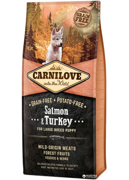 Сухий корм Puppy Large Breed Salmon & Turkey 12 kg (для цуценят великих порід) Carnilove (293408319)