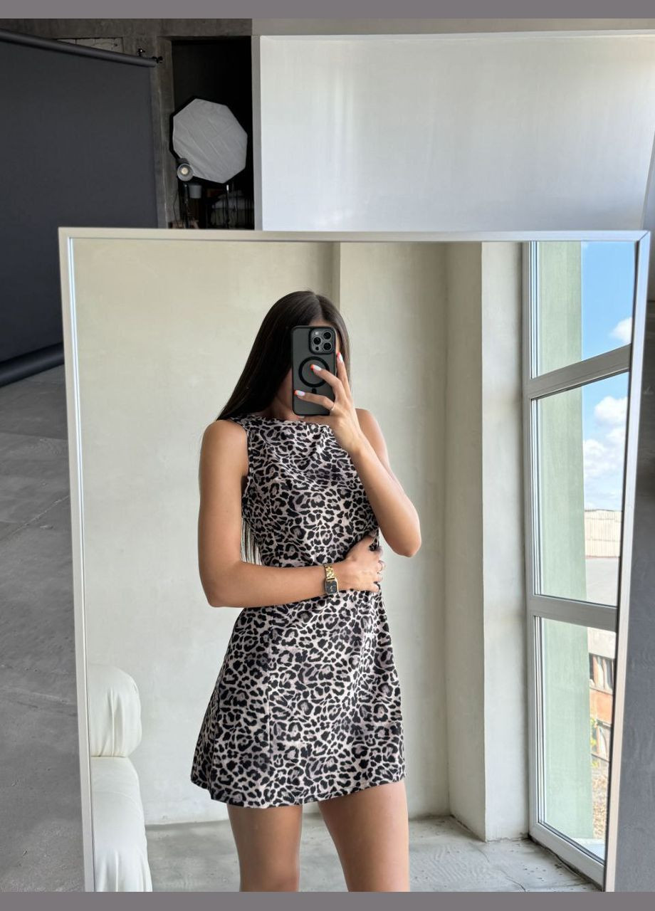 Бежевое повседневный женское платье No Brand леопардовый