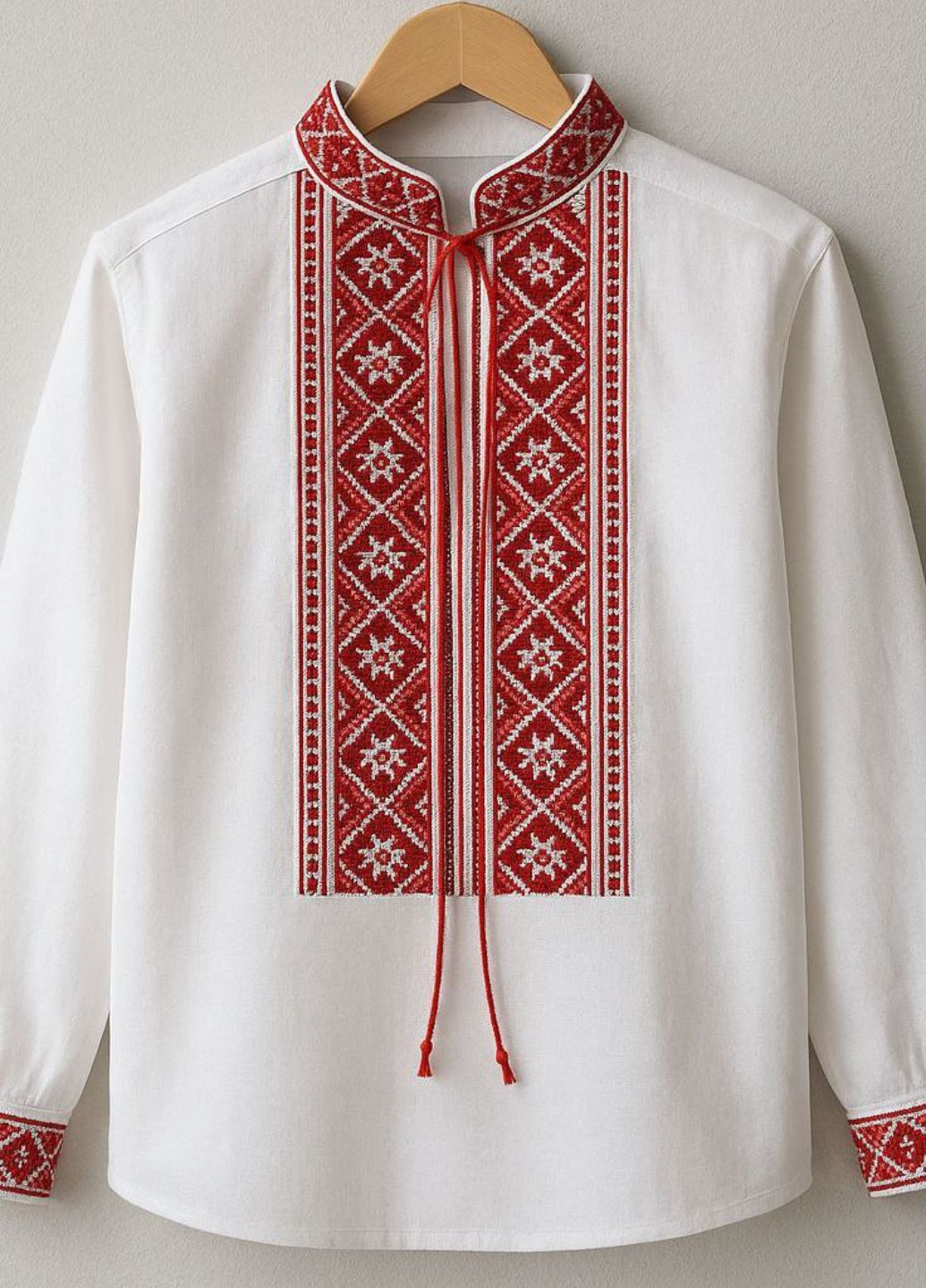 Красная повседневный рубашка с орнаментом Tik-Tak с длинным рукавом