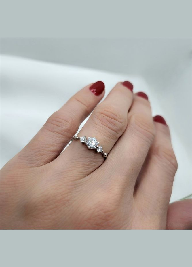 Кольцо серебряное женское колечко вставка куб.цирконий 15.5 размер серебро 925 покрыто родием 4641р 0.90г Nobrand (363969285)