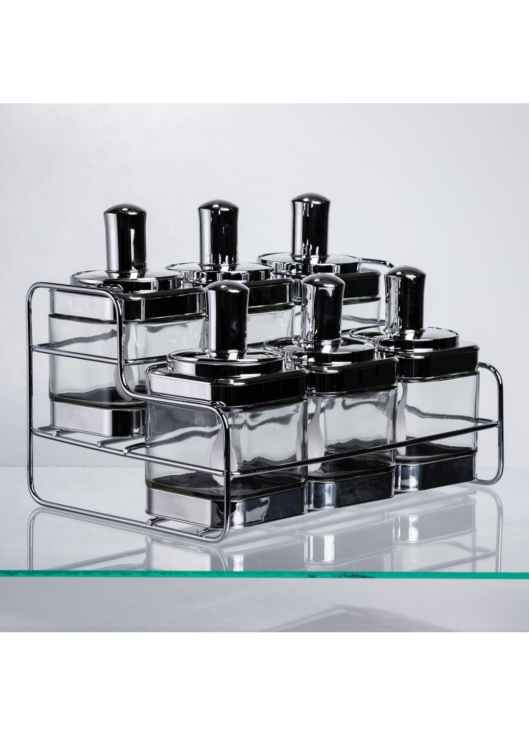 Набір банок для сипучих продуктів з ложкою 6 шт, хром HP-1341 No Brand (366830675)