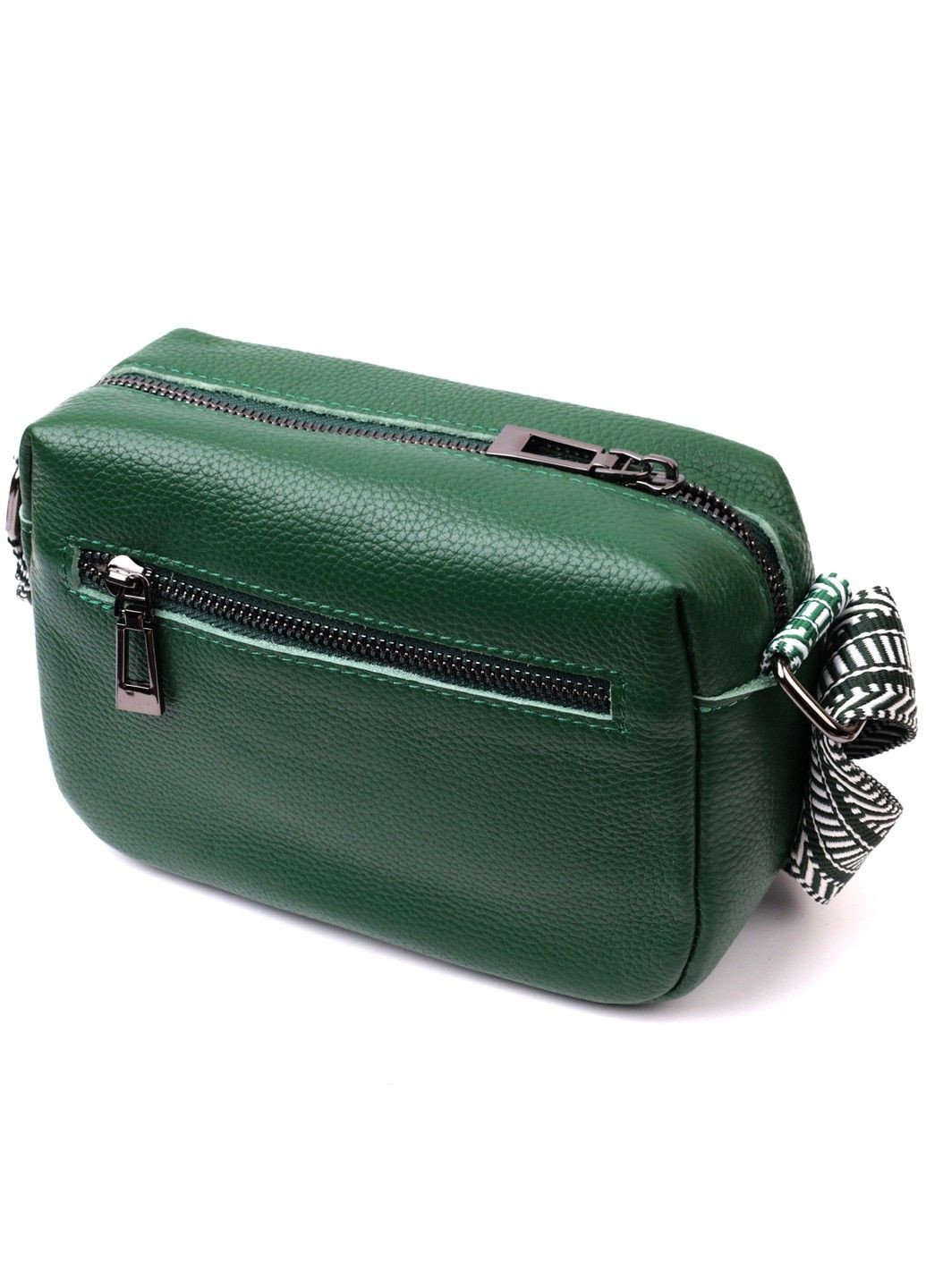 Сумка на одне відділення для стильних жінок із натуральної шкіри 22603 Зелена Vintage (297956949)