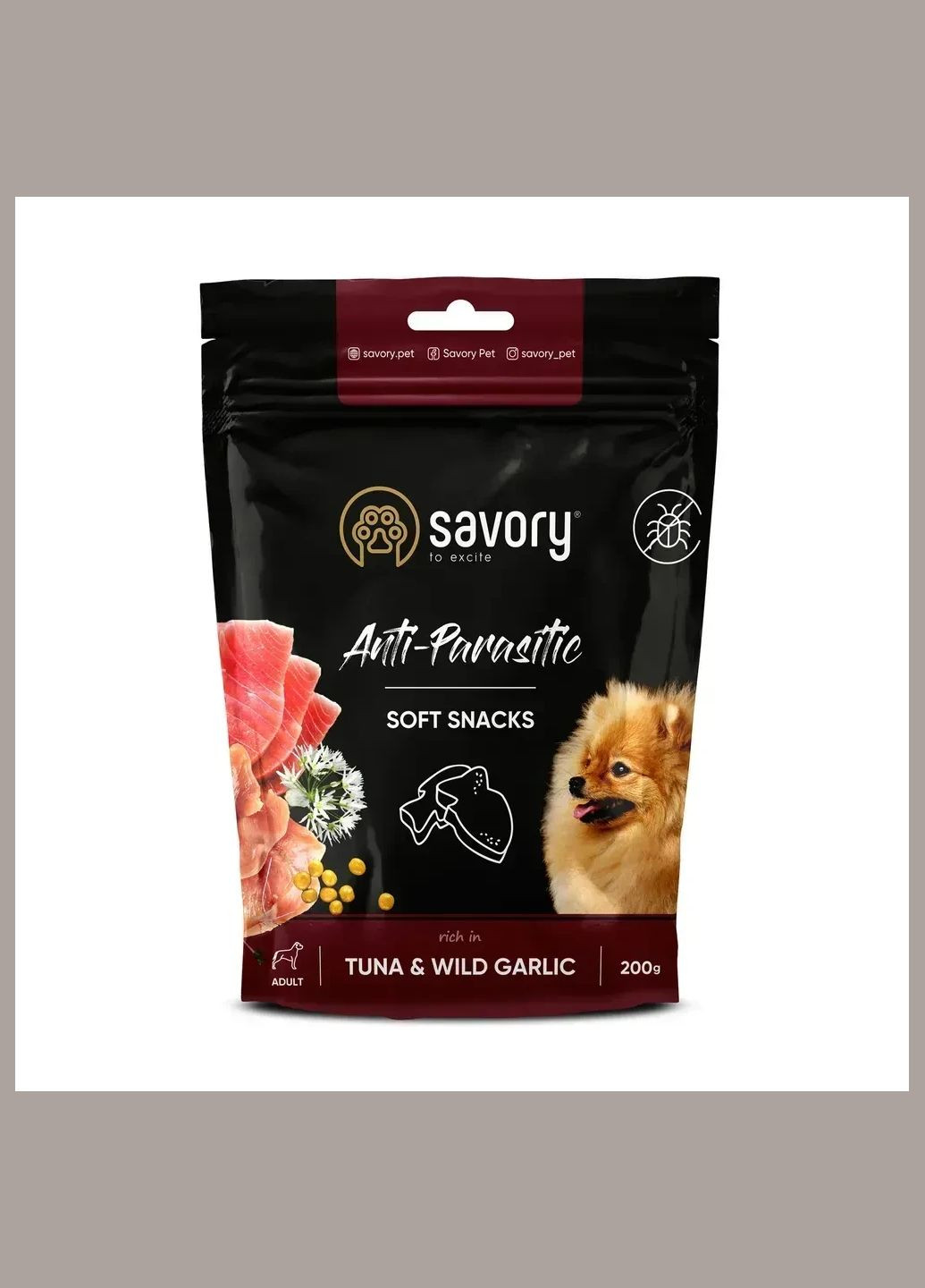 Anti-Parasitic Soft Snacks лакомство для собак тунец и дикий чеснок 200 г Savory (336961641)