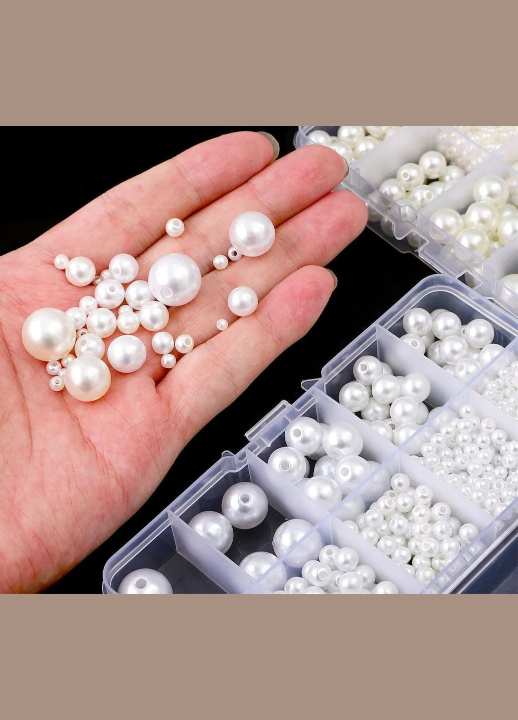 Набор бусин для творчества Органайзер бусины пластик Жемчужные 13 см х 7 см х 2 см Finding (316249009)