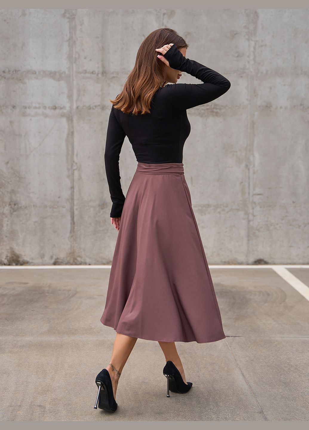 Коричневая повседневная однотонная юбки ISSA PLUS колокол