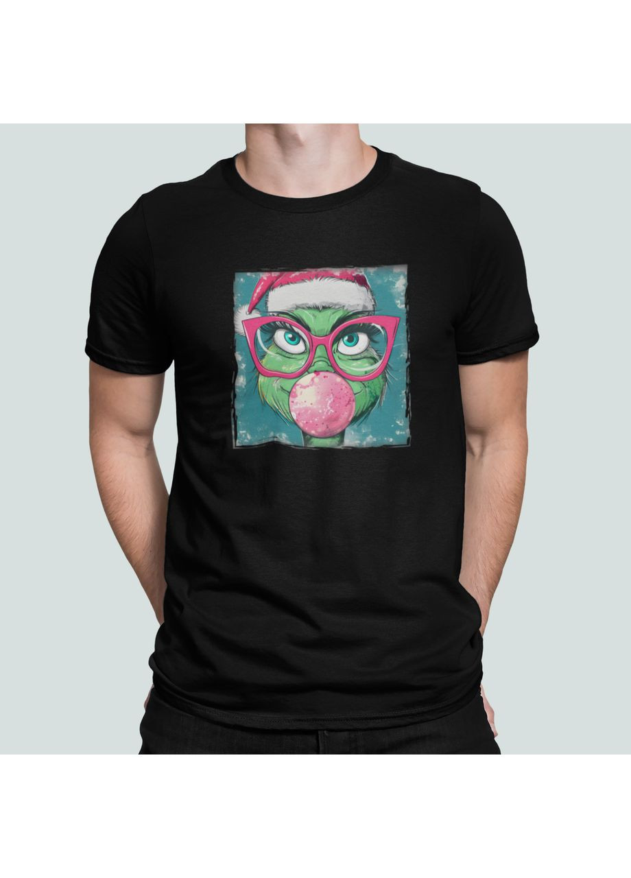 Черная мужская новогодняя футболка с принтом grinch гринч в розовых очках рождество 2 Stedman