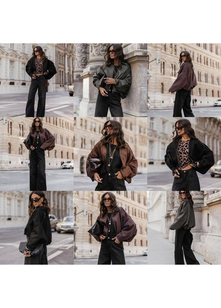 Жіноча куртка-бомбер зі штучної замші на підкладці на блискавці (362588293)