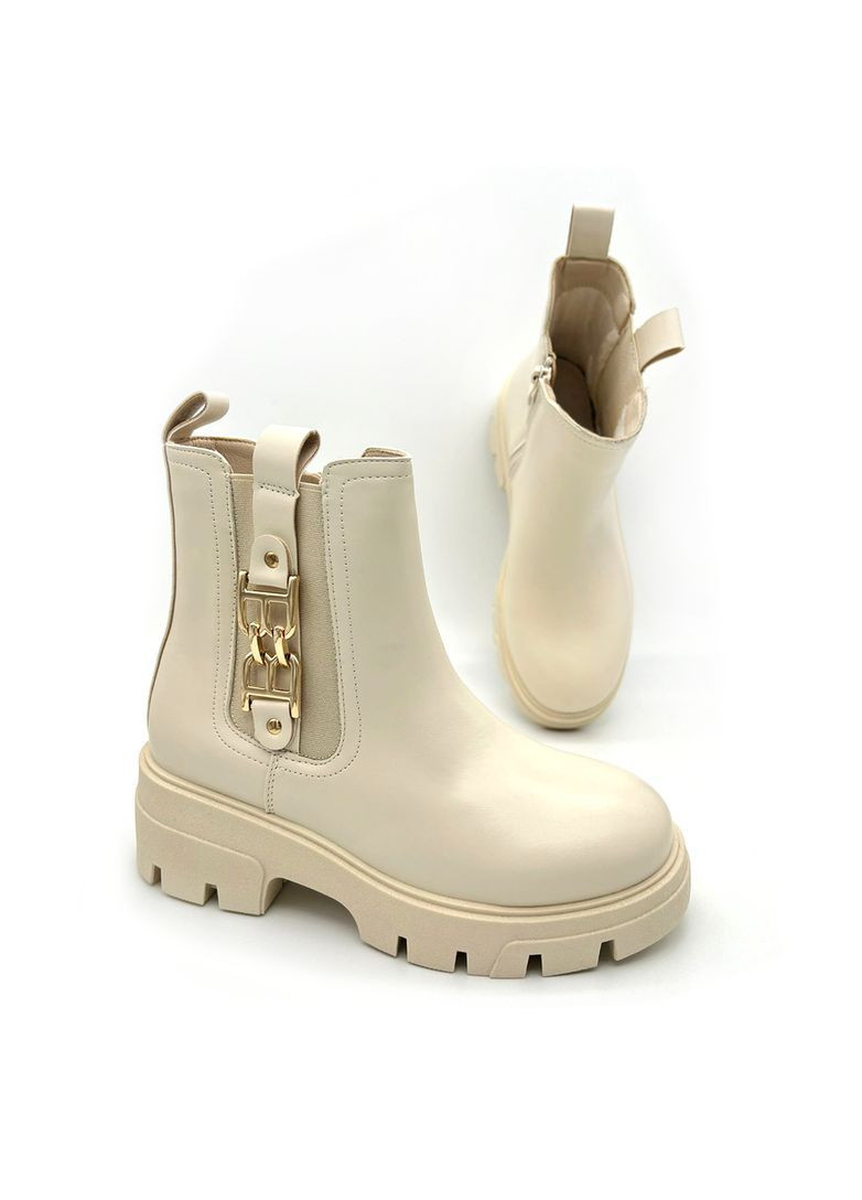 Осенние ботинки женские челси бежевые демисезонные. челси Seastar с аппликацией из искусственной кожи