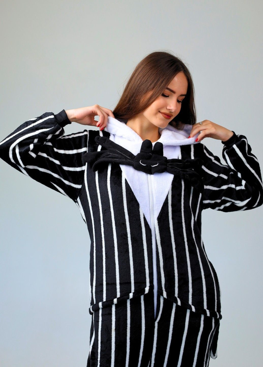 Кігурумі піжама Джек Скеллінгтон плюшеве жіноче чорне на Хелловін Lalapka (362490076)